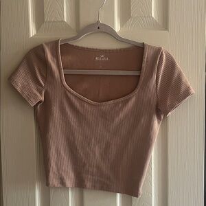 Hollister Women's Ribbed Brown Crop Top
